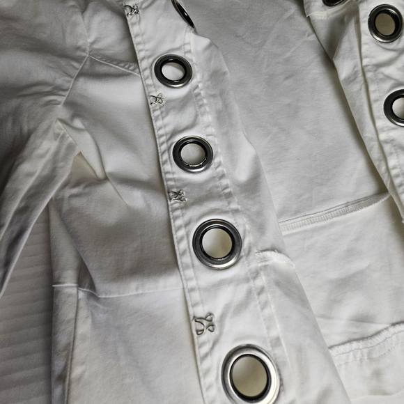 CATO Women Button Holes White and Black Crop Jacket Size Large - Picture 5 of 9